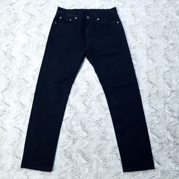 Levis Jeans Mens 32x32 Black 502 Slim Straight American Dark Wash Denim - Picture 1 of 11